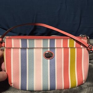 Coach Striped Pastel Wristlet